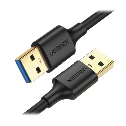 UGREEN 10370 Cable USB-A 3.0 a USB-A 3.0 / 1 Metro / Macho a Macho / Conector Niquelado / Nucleo de Cobre Estanado / Blindaje Multiple / Velocidad 5Gbps / No Requiere Controlador / Compatible con USB2