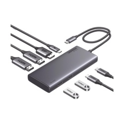 UGREEN 35625 HUB USB-C (Docking Revodok 308) 8 en 1 | 2 Puertos HDMI 4K@60Hz | 1 Puerto DisplayPort 4K@60Hz 2 USB-A 10Gbps) | 2 USB-C (10Gbps) | USB-C PD Carga 100W | Chip de Ultima Generacion | Carca