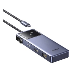 UGREEN 45155 Hub USB-C 7 en 1 / USB-C a HDMI 4K 60Hz / 2x USB-A 3.0 + USB-C 3.0 + USB-A 2.0 / Gigabit Ethernet / PD 100W / Cable 20 cm (7.9 in)
