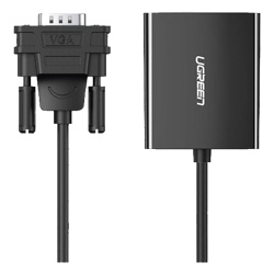 UGREEN 50945 VGA Macho / Salida: HDMI Hembra / Resolucion de 1080P@60Hz / Puerto Estereo de 3.5 mm / Plug and Play Sin Controlador / Longitud del Cable 15 cm (5.91 Pulgadas). / Incluye Cable de Alimen