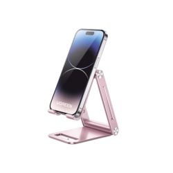 UGREEN 90460 Soporte para Telefono Celular de Aluminio / Angulo Ajustable / Amplia Compatibilidad con dispositivos de 4.7 a 7.9 / Antideslizante / Antiaranazos / Plegable / Color Rosa