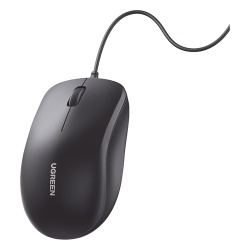 UGREEN 90789 Mouse Optico USB | Cable USB de 1.5 metros | 3 Botones | 1200DPI | Diseno Ergonomico | Silencioso | Color Negro | Windows / MacOS / Linux / Chrome y otros | Tambien Compatible con DVR / N