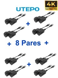 UTEPO TVT4450043 UTEPO UTP101PHD6PAK8 - 8 pares de transceptores pasivos HD diseno para empalmes ordenados distancias CVI: 720p a 300m 1080p a 250m 4MP a 200m 4K a 150m