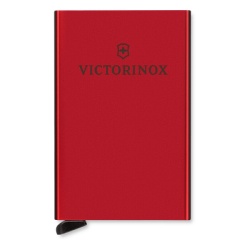 VICTORINOX 612-676 Tarjetero / Almacenamiento Seguro 4-6 Tarjetas / Aluminio Duradero / Proteccion RFID / Sistema Deslizamiento Patentado / Color Rojo.