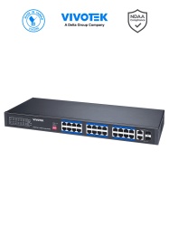 VIVOTEK VIV3720014 VIVOTEK AW-FGT-260P-370 - Switch PoE no administrable 24 puertos PoE FE RJ45 2 puertos Combo GE RJ45/SFP 30W por puerto 370W totales PoE Extendido Adaptable hasta 250mts 8.8