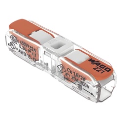 WAGO 221-2401: conector de empalme en línea de 2 conductores, CAGE CLAMP® con palancas, 4 mm²