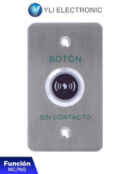YLI YLI069018 YLI ISK841BLED - Boton de Salida sin Contacto Indicador LED Acero Inoxidable 12 VCC Funcion NC/NO Distancia de Deteccion y Retardo del Relevador Ajustables