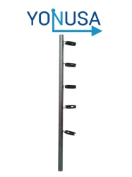 YONUSA YON6510002 YONUSA TUBOAP201 - Poste de esquina para cercas electricas con 5 aisladores de esquina instalados/ 1.20 mts. listo para instalacion en campo