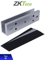 ZKTECO ZKC0770002 ZKTECO LMB120U - Soporte de Montaje para Puertas de Vidrio sin Marco Tipo U Aluminio Anodizado Compatible con Cerradura Magnetica LM120