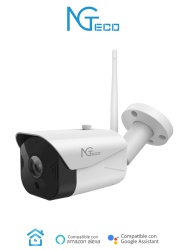 ZKTECO ZKT0030004 NGTECO NGC401 - Camara Bullet WiFi / 1080P / Distancia IR 15 metros / Almacenamiento local y en la nube / Control Remoto / Audio Bi-direccional / Funciona con Alexa