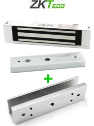 ZKTECO ZKT0850009 ZKTECO LMB120SU - Paquete de contrachapa magnetica de 120 Kg incluye soporte de fijacion en U para instalacion en puertas de vidrio o cristal templado