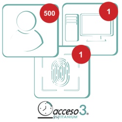 AccessPRO TITANIUMCERO [BAJO PEDIDO] Licencia para software de Tiempo & Asistencia compatible con SISTEMAS DE NOMINA / 500 Empleados / 1 Reloj checador / 1 PC / Acceso3 - TITANIUM