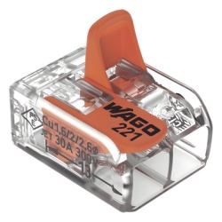 Borna de conexión con palancas WAGO serie 221 (221-612) de 2 conductores, hasta 6 mm²