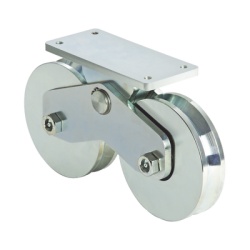 COMUNELLO 1151-5621-001 339V - Rueda Doble de 12 cm / Capacidad Para Puertas de hasta 1200 kg / Canal Tipo V