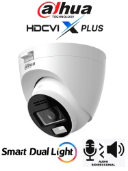 DAHUA DH-HAC-HDW1200TRQN-IL-T - Cámara Domo de 2 Megapíxeles/ 1080p y Lente de 2.8mm con Apertura de Hasta 111 Grados, Audio Bidireccional, Micrófono y Bocina Integrados, Smart Dual Light 25 Metros, DWDR, Material de Policarbonato