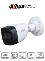 DAHUA DHT0290035 DAHUA HAC-HFW1500CN-A - Camara Bullet de 5 Megapixeles/ Microfono Integrado/ Lente de 2.8mm/ 111 Grados de Apertura/ IR de 30 Mts/ Starlight/ IP67/ CVI/CVBS/AHD/TVI/