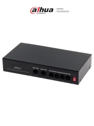 DAHUA DHT1850008 DAHUA PFS3006-4ET-36 - Switch PoE de 6 Puertos Fast Ethernet/4 Puertos PoE 10/100/ 2 Puertos uplink 10/100/ 36 Watts Totales/ Switching 1.2 Gbps/ Tasa de Reenvio de Paquetes .89 Mbps/