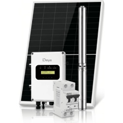 DEYE SP1500DCKIT Kit de Bombeo Solar 1500W (1 HP) / Bomba Sumergible con Controlador Integrado 60-220V CD / 4 Modulos Solares 540W / Interruptor Termomagnetico 2P 20A 800V CC / Protector de Descargas
