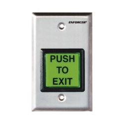 ENFORCER SECOLARM SD-7202GC-PEQ Boton de Salida / Con Iluminacion / Con Placa de Pared de Acero Inoxidable / IP65 / Voltaje 12 / 24 Vcd / Mensaje de Idioma Intercambiable / 3 Placas de Idioma Incluida