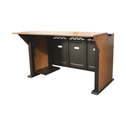 EPCOM INDUSTRIAL EM-S01 Consola Profesional para Monitoreo | Con Porta PC | Con Tomacorriente | Tapas Removibles | Color Negro y Nogal con Veta | Lamina de Acero Rolado Calibre 18 | Pintura en Polvo E
