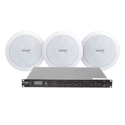 EPCOM PROAUDIO SF120DTB/3CS KIT de Amplificador de 120W para Rack SF120DTB | 3 Altavoces de Plafon de 5.5in SF-206P | 3.75 - 30W | Sistema 70/100V