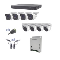 EPCOM PROFESSIONAL KEVTX8T4BW/4EW KIT TurboHD 1080p / DVR 8 Canales / 4 Camaras Bala (exterior 2.8 mm) / 4 Camaras Eyeball (exterior 2.8 mm) / Transceptores / Conectores / Fuente de Poder Profesional
