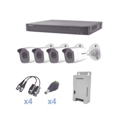 EPCOM PROFESSIONAL KEVTX8T4BW KIT TurboHD 1080p / DVR 4 Canales / 4 Camaras Bala Metalicas (exterior 2.8 mm) / Transceptores / Conectores / Fuente de Poder Profesional