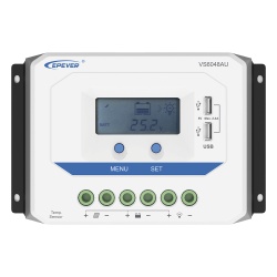 EPEVER VS6048AU Controlador Solar PWM / 60A / 12/24V/36/48V / Doble USB / Pantalla LCD / Tierra Positivo Comun