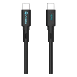 EZVIZ AKPAC6SM60W Cable USB-C a USB-C Carga Rapida 60W / Serie Magnetica / 480 Mbps / Silicona Liquida / 1 m (3.3 ft) / Auto-enrollable / Anti-enredos / Negro