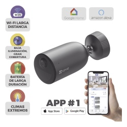 EZVIZ CS-EB3 Camara IP Inalambrica Con Bateria Recargable (Cero Cables) / 2K (3 Megapixel) / Micro SD / Deteccion Humana / Colores en Oscuridad / Sirena y Estrobo / 15 Mts IR / 15 Mts Luz Blanca / Ext
