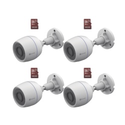 EZVIZ CS-H3C/KM4 Kit de Camaras WiFi Incluye 4 Piezas CS-H3C y 4 Piezas HS-TF-E1/32G / Deteccion de Movimiento