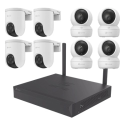 EZVIZ KIT/CSX5S/8W Kit de camaras Wi-Fi / 3 Megapixel / Incluye 8 Camaras (4 camaras Para Interior y 4 Camaras Para Exterior) / 1 NVR WI-FI 8 Canales / Vision Nocturna a Color / Deteccion de Humanos