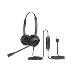 FANVIL HT302U Diadema binaudal (duo) con tecnologia antishock para telefonos IP FANVIL USB con microfono de cancelacion de ruido larga durabilidad