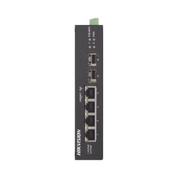 HIKVISION DS-3T0506HP-E/HS Switch Industrial No Administrable Gigabit / 3 Puertos Gigabit PoE+ (30 W) + 1 Puerto Gigabit PoE++ (60 W) / 2 Puertos SFP / 65 W Total / 48 a 57 VCD / Ideal para Proyectos