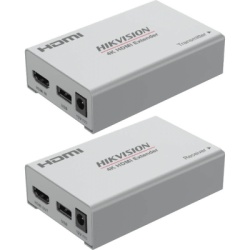 HIKVISION DS-52EX01HI-4K Kit Extensor de Video y Audio por HDMI en 4K / Hasta 120 Metros (30 Hz) y 60 Metros (60 Hz) de Distancia con Cat 6 / Cero Latencia