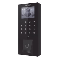 HIKVISION DS-K1T807MBFWX-E1 Terminal de Control de Acceso Biométrico / Huella + Tarjeta M1 + PIN + Bluetooth / 5,000 Huellas / 150,000 Eventos / Pantalla LCD Táctil 2.4 / IP65 / PoE / Wi-Fi / Bluetooth