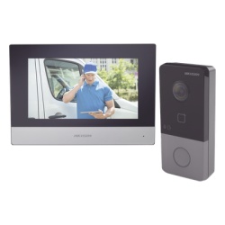HIKVISION DS-KIS603-P Kit de Videoportero IP PoE / Cámara 1080p / Monitor Táctil 7" / Visión Nocturna 3 m (9.8 ft) / Ángulo 129° / Lector MIFARE 13.56 MHz / IP65