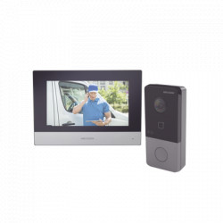 DS-KIS302-P Kit de Videoportero Analógico IP a 4 Hilos Llama a App  Hik-Connect. Monitor se Conecta a Internet por Cable o WiFi - Video Portero  - Camaras de Seguridad Y Control de