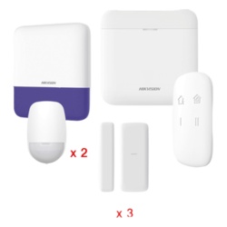 HIKVISION DS-PWA48-KV2 Kit de Alarma Inalámbrica / 48 Zonas / 2 PIR 15 m (49.2 ft) / Sirena Exterior 110 dB / Batería de Respaldo 12 h / Wi-Fi / AES-128