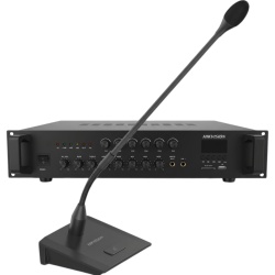 HIKVISION DS-QAEKITMIC-240 Kit Amplificador Audio / 240W / 6 Canales / Bluetooth USB SD / Salidas 70V 100V / Micrófono Tipo Cuello de Ganso