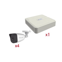 HiLook by HIKVISION KIP2MP/4B Kit IP 4Megapixel / NVR de 4 Canales con 4 Puertos PoE / 4 Camaras IP Dual light con microfono
