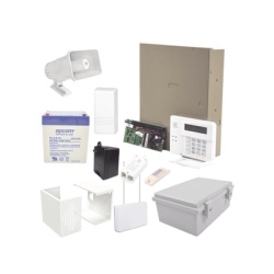 HONEYWELL ALARMA-VECINAL Kit de alarma vecinal con panel de 48 zonas hasta 40 botones de panico inalambricos y sirena de 30 W