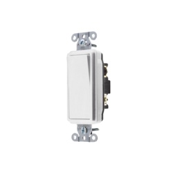HUBBELL HUB-DS-315W Interruptor Decorador de 15 A 120-277 V CA/ 3 Vias / Cableado Lateral y Posterior / Color Blanco.