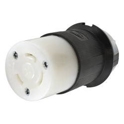 HUBBELL HUB-HBL-2623 Conector Industrial con Bloqueo de Media Vuelta / 30 A 250 V CA / 2 Polos 3 Hilos / Color Blanco y Negro / Nema L6-30R.
