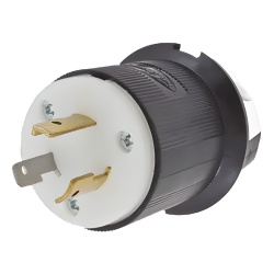 HUBBELL HUB-HBL2311 Clavija Industrial con Bloqueo de Media Vuelta / 20 A 125 V CA / 2 Polos 3 Hilos / Color Blanco y Negro / Nema L5-20P.
