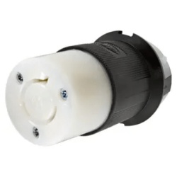 HUBBELL HUB-HBL2333 Conector Industrial con Bloqueo de Media Vuelta / 20 A 277 V CA / 2 Polos 3 Hilos / Color Blanco y Negro / Nema L7-20R.