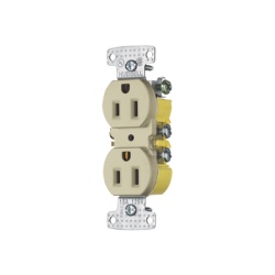 HUBBELL HUB-RR15I Contacto Duplex 15A 125V/ 2 Polos 3 Hilos / Cableado posterior y lateral / Nema 5-15R / Color Marfil.