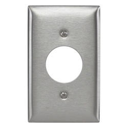 HUBBELL HUB-SS7 Placa para Receptaculo Sencillo de 15 y 20 A de Entrada Recta y para Receptaculo de 15 A de Media Vuelta/ 1.4" (35.56 mm) / Acero Inoxidable.