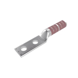 HUBBELL HUB-YA2-C2N Zapata Terminal de Compresion de Barril Largo con Doble Ojillo para Tornillo 1/2" y Cable 2 AWG / Espaciado de 1 3/4".
