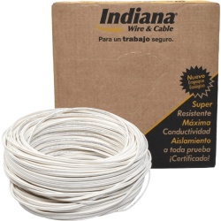 INDIANA PC02 Cable 2 x 18 AWG / Tipo POT / 100 Metros (328.08 Pies) / NOM-063-SCFI / Color Blanco / Aplicaciones en Electrodomesticos y Electronicos